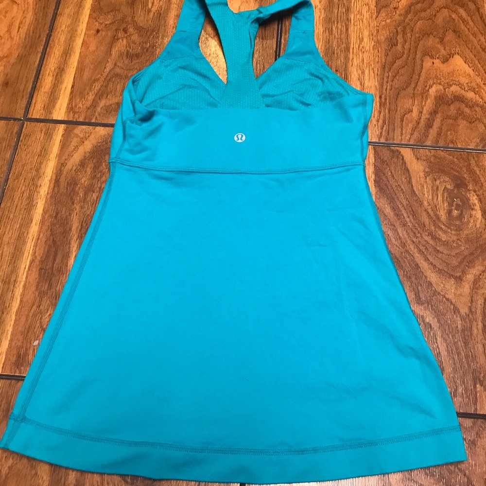 Lululemon Deep Breath Tank Top" Turquoise-Size 4 Good Condition - Picture 5 of 11